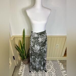 Sonoma Green Tie-Dye Boho Maxi Skirt S Soft Stretch Waist Earthy Vibes